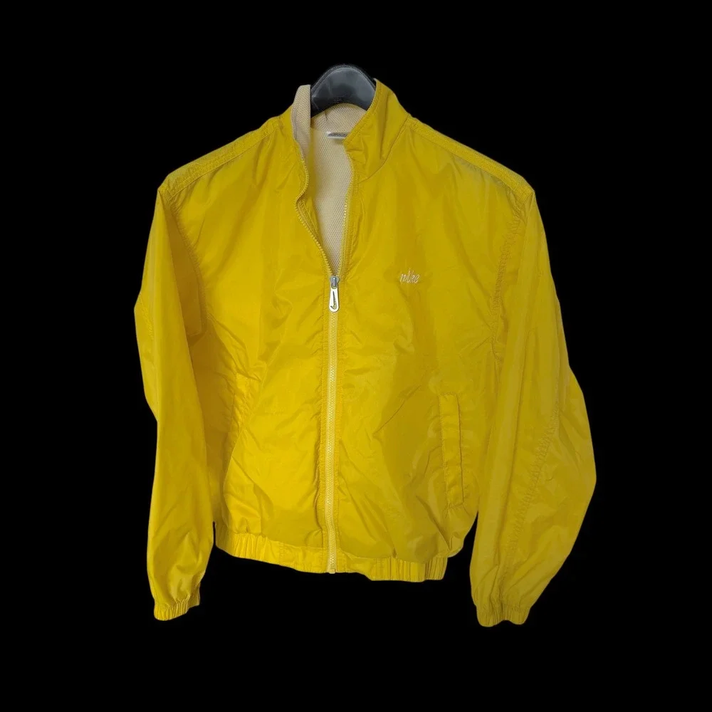 Nike Yellow Windbreaker Jacket Full Zip‎ Mesh Lined S Distressed
